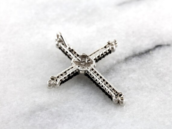 14K White Gold  Diamond Cross Pendant - image 3