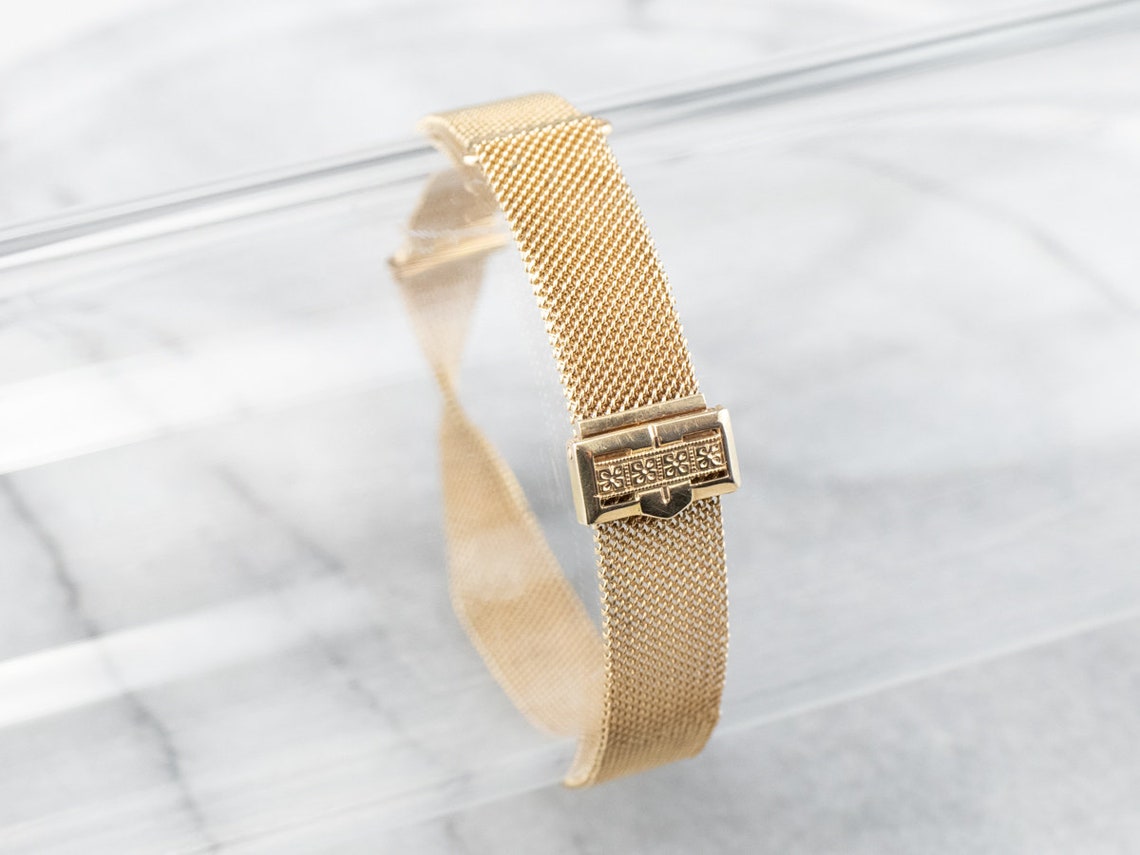 Vintage 14K Gold Mesh Watch Band Ladies Watch Band Slide Etsy