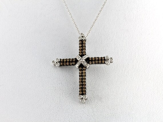 14K White Gold  Diamond Cross Pendant - image 4
