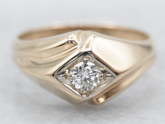 Men's Diamond Ring, Men's Engagement, Retro Diamo… - image 1