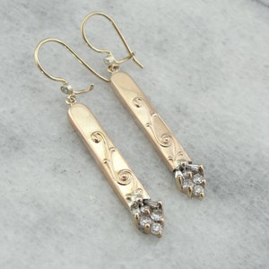 Fine Diamond and Rose Gold Drop Earrings From Victorian Era 186N13-N