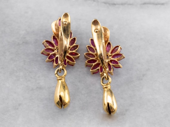 14K Gold Ruby Drop Earrings: July Birthstone Dang… - image 6