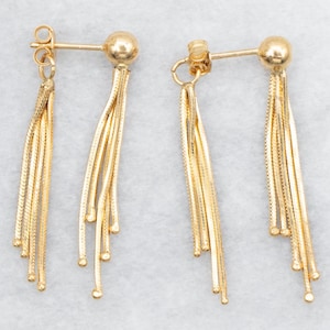 Gold Ball and Tassel Drop Earrings, Gold Drop Earrings, Tassel Earrings, Tassel Drops, Drop Earrings, Yellow Gold Earrings, Earrings A53389