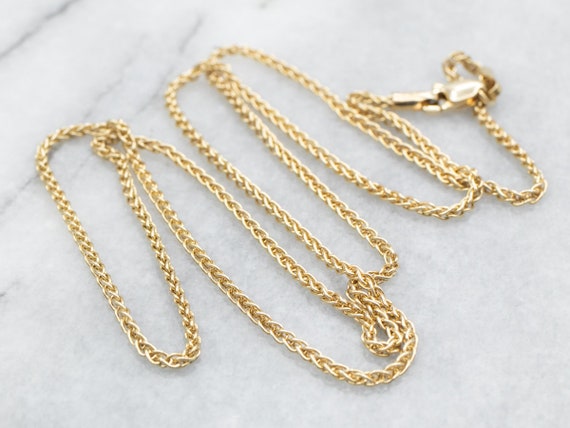 Vintage Gold Wheat Chain Necklace, 14K Gold Chain… - image 1