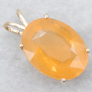 Fire Opal Solitaire Pendant, Orange Opal Pendant, Yellow Gold Opal Pendant, Gemstone Pendant, October Birthstone, Gifts for Her A65129