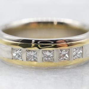 Heavy Men&#39;s Gold Diamond Band, Princess Cut Diamond Band, 18K Gold, Men&#39;s Diamond Ring, Diamond Statement Band, Men&#39;s Wedding Band A26158