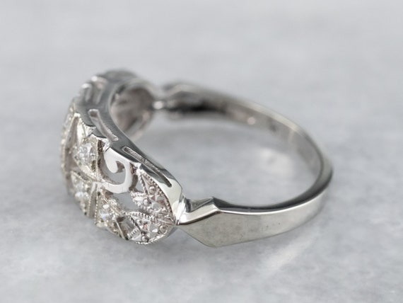 Retro Era Botanical Diamond Ring, White Gold Diam… - image 4