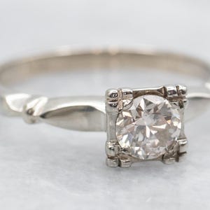Vintage Diamond Solitaire, Diamond Engagement Ring, Round Brilliant Diamond, White Gold and Diamond Ring A52418