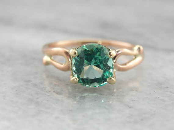 Fine Columbian Emerald Solitaire Ring, Vintage Em… - image 1