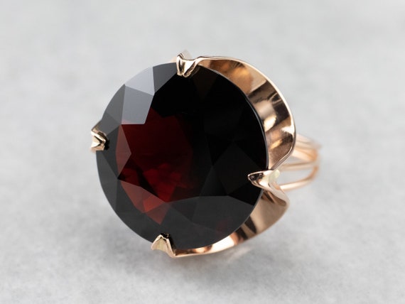 Garnet Rose Gold Cocktail Ring, Statement Ring, J… - image 1