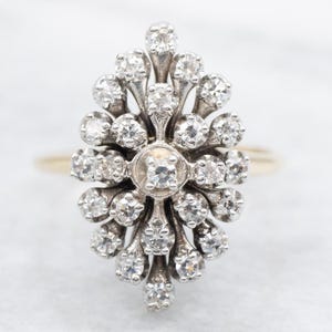 Vintage Two Tone Gold Diamond Cluster Ring, Gold Diamond Ring, Diamond Cluster Ring, Diamond Ring, Cluster Ring, Right Hand Ring A61687