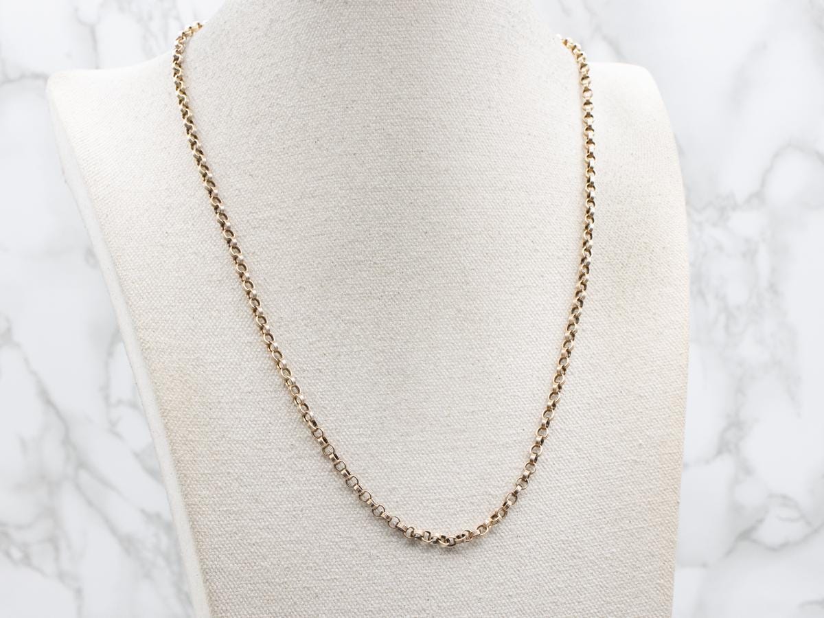 Antique 9ct Gold Rolo Link Chain, 21 Inch Victorian Necklace - Etsy