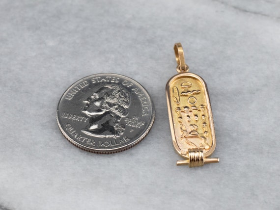 18K Gold Egyptian Hieroglyphics Pendant, Gold Hie… - image 7