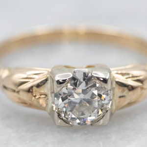 Antique 1930&#39;s Diamond Engagement Ring, Yellow Gold European Cut Diamond Engagement Ring, Diamond Engagement Ring, Engagement Ring QM3NJ6