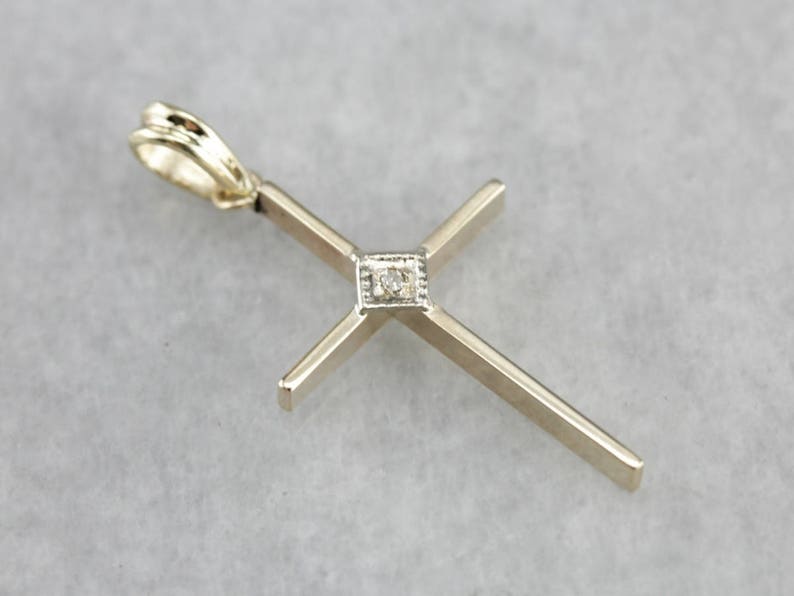 Religious Jewelry 357C5WJU-P Diamond Gold Cross Pendant