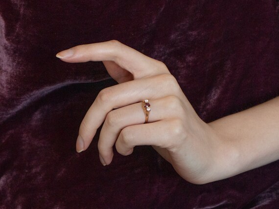 14K Yellow Gold Ruby and Diamond Three Stone Ring… - image 10