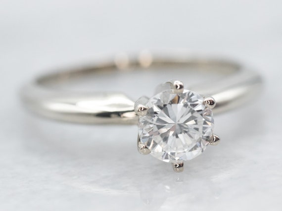 Classic Diamond Solitaire Ring, White Gold Diamon… - image 2