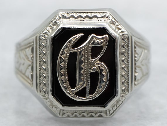 Vintage onyx signet ring, - Gem Vintage onyx signet ring, - Gem