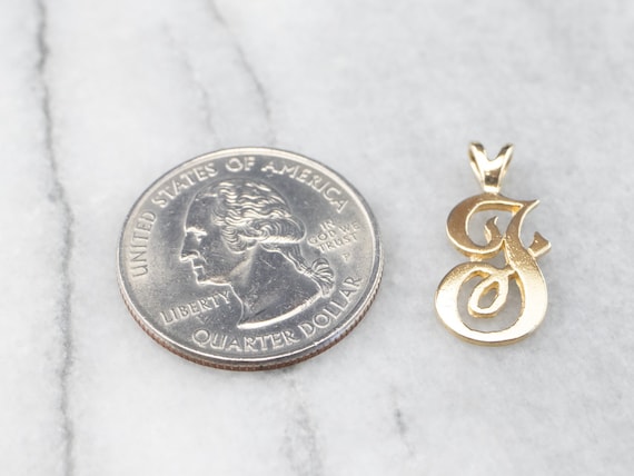 14K Yellow Gold Cursive "F" Initial Pendant, Mono… - image 7