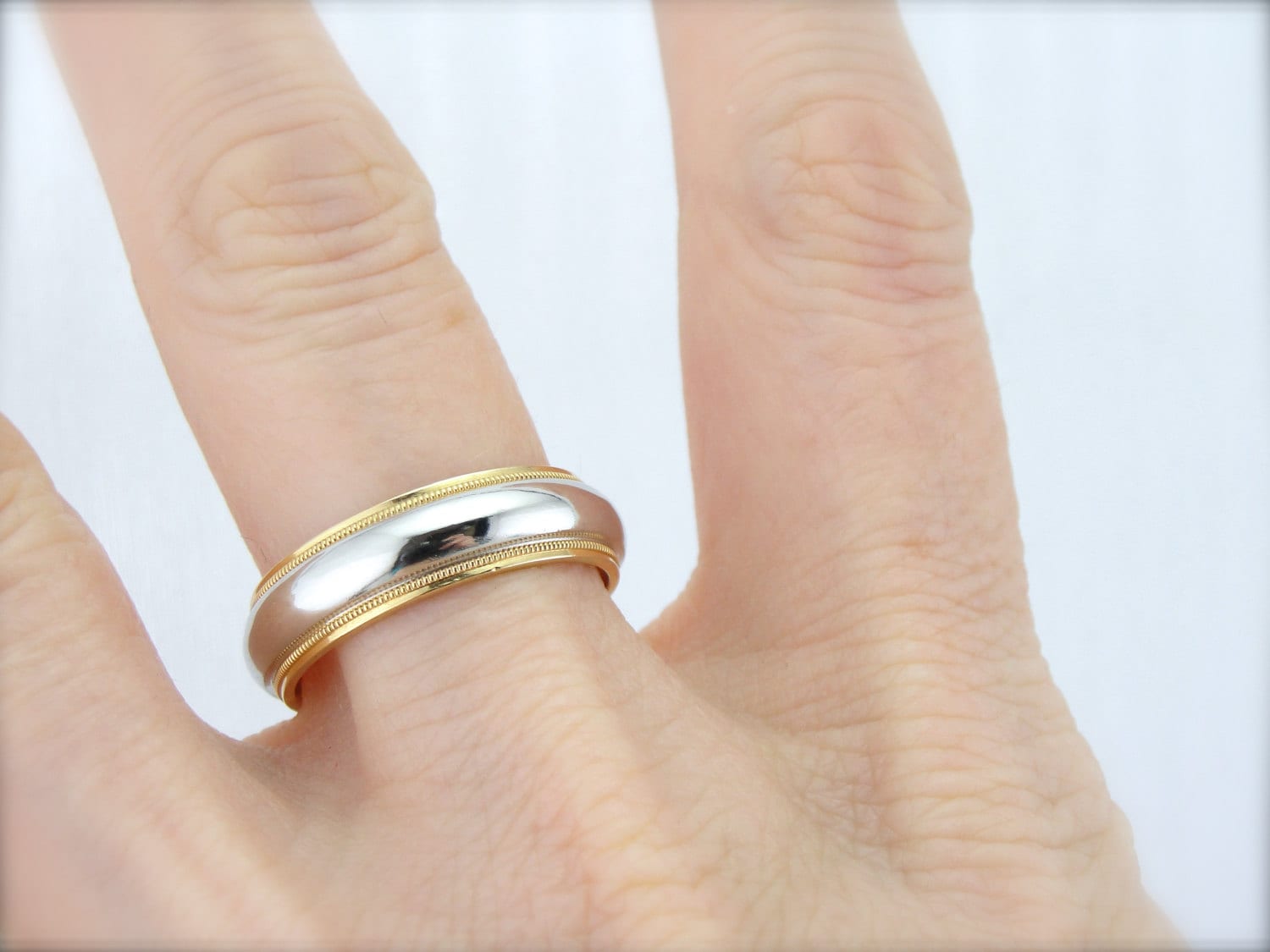 Mixed Metals: 18K Yellow Gold and Platinum Wedding Band by Tiffany
