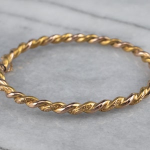 Victorian Gold Bangle Bracelet, Twisted Bangle, Hinged Bangle, Antique Bracelet, Bridal Jewelry, Gift for Her, KCEN552V