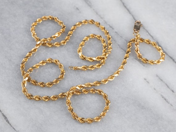 French Rope Chain, 14K Gold Chain, Gold Necklace,… - image 1