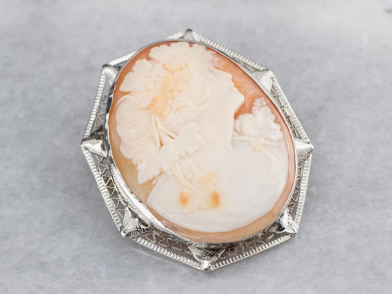 Art Deco Cameo Brooch Pendant, Bacchante Maiden C… - image 3