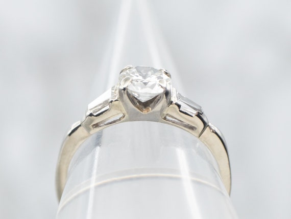 White Gold Diamond Engagement Ring with Baguette … - image 3