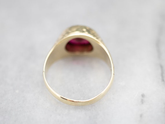 Antique 1920s Synthetic Ruby Solitaire Ring, Gree… - image 4