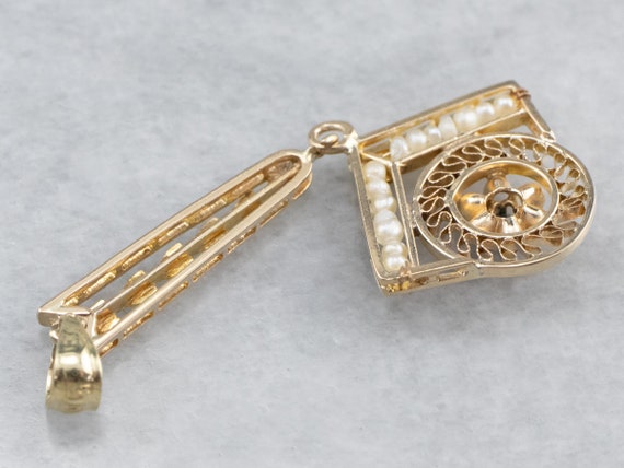 Sapphire Pearl Gold Drop Pendant, Sapphire Lavali… - image 5