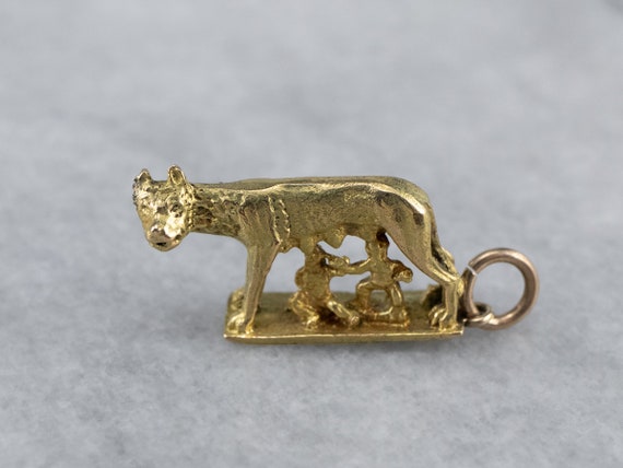 18K Gold Rome Charm, Romulus Remus Charm, Statue … - image 1