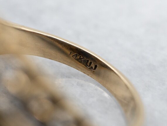 14K Gold Chainlink Lapis Ring, Mid Century Caboch… - image 2