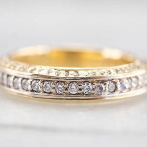Diamond Encrusted Gold Wedding Band, 18K Gold Diamond Band, Anniversary Ring, Stacking Ring, 6UCN01AY