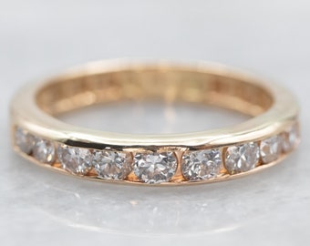 14K Yellow Gold Diamond Wedding Band, Channel Set Anniversary Ring