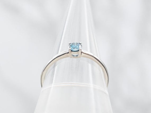 Platinum Enhanced Blue Diamond Solitaire Ring - image 3