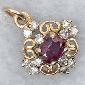 Vintage Gold von Ost nach West mit besetzten Rubin und Diamant