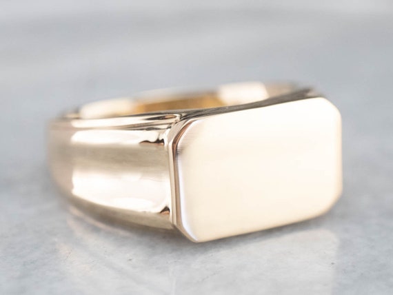 East to West Gold Signet Ring, Vintage Signet Rin… - image 1