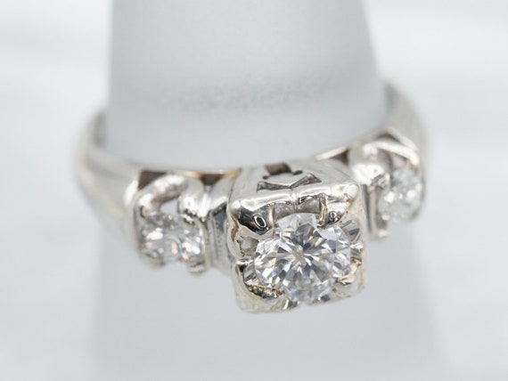 Vintage Diamond Engagement Ring, Diamond Three St… - image 3