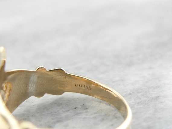 14K Yellow Gold Claddagh Ring, Vintage Irish Wedd… - image 4