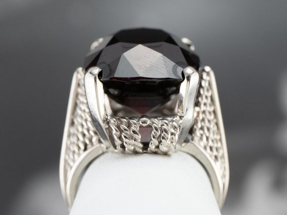 Bold Garnet Gold Cocktail Ring, Cushion Cut Garne… - image 8