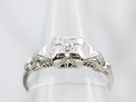 Vintage Diamond Engagement Ring, Diamond Solitair… - image 4