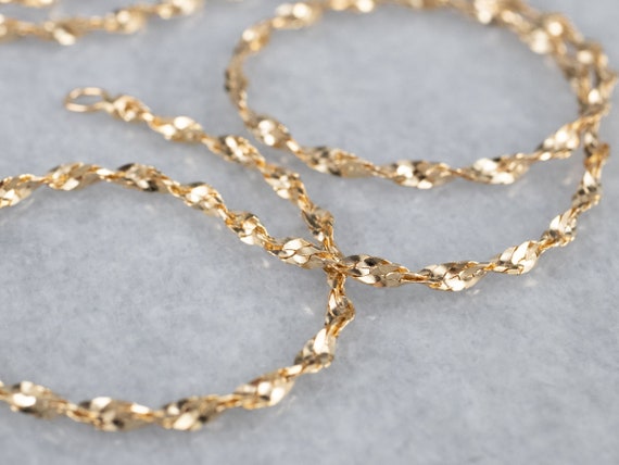 14K Gold Tinsel Chain Twisted Serpentine Chain Gold Necklace