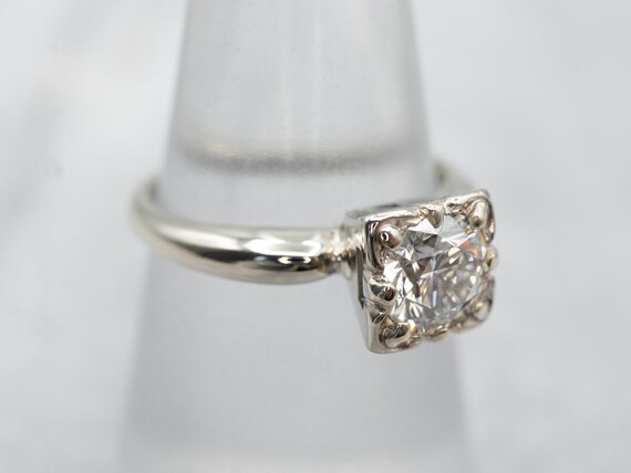 AGS Certified 1.00 Carat Diamond Solitaire Ring, 14K White Gold View 3