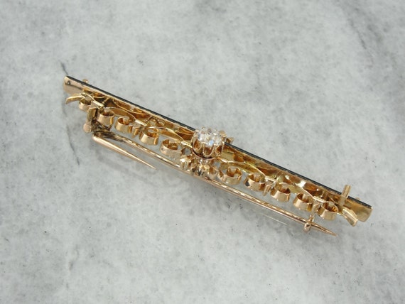 Victorian Gothic Enameled Diamond Pin  D1WA6Z-R - image 3