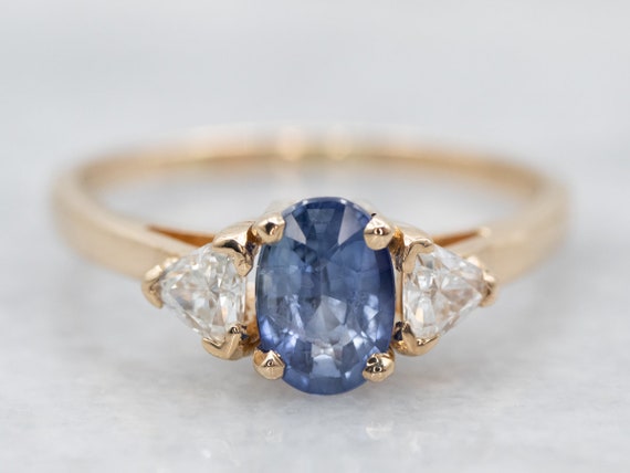 Ceylon Sapphire and Diamond Engagement Ring, Oval… - image 1