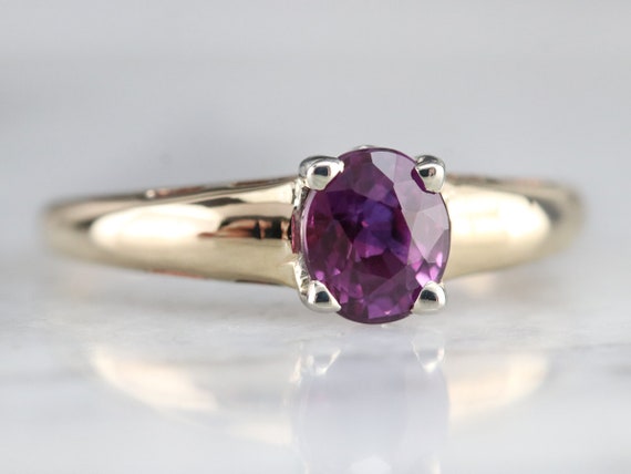 Vintage Pink Sapphire Solitaire Ring, Sapphire En… - image 2