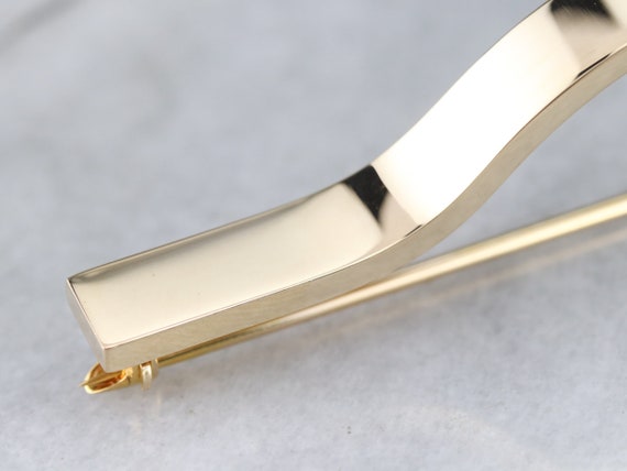 Sleek Yellow Gold Scarf Pin, 14K Gold Scarf Pin, … - image 4