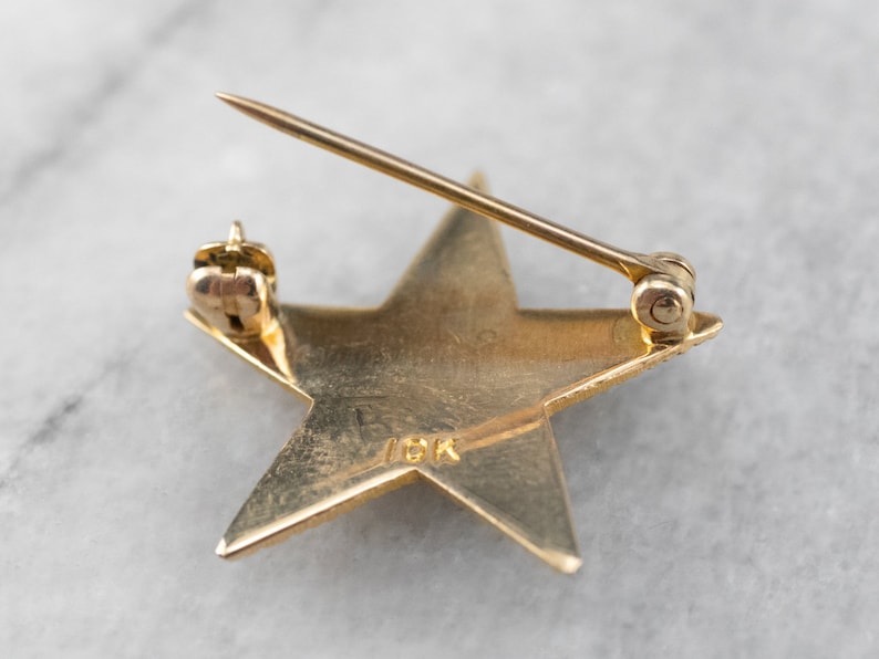 Textured Gold Star Pin, Yellow Gold Star Brooch, Star Brooch Pin, Celestial Jewelry, Unisex Gift, Star Jewelry 5QNAKHD3 image 10