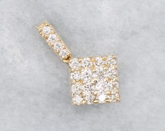 Pingente em ouro amarelo 14K com conjunto de diamantes, presente de aniversário.