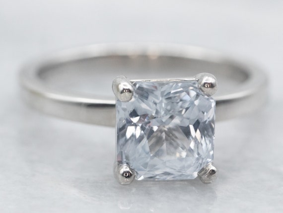 White Sapphire Engagement Ring, Sapphire Solitair… - image 2